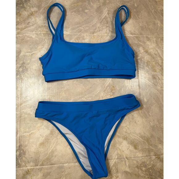 NWOT Bright Blue Scoop Neck Bikini Set – Medium | Sporty Two-Piece Swimsuit - Picture 1 of 8